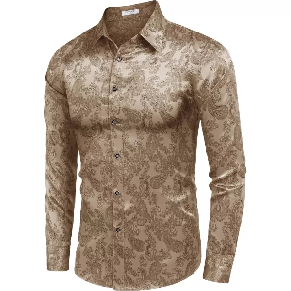 COOFANDY Men's Floral Printed Dress Shirt Long Sleeve Paisley Button Down Shirts for Wedding Party Prom