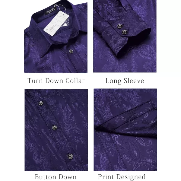 COOFANDY Men's Floral Printed Dress Shirt Long Sleeve Paisley Button Down Shirts for Wedding Party Prom