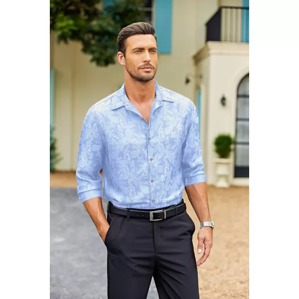 COOFANDY Men's Floral Printed Dress Shirt Long Sleeve Paisley Button Down Shirts for Wedding Party Prom