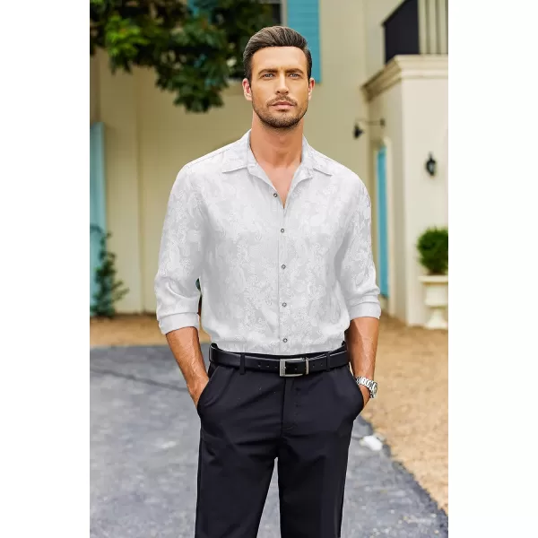 COOFANDY Men's Floral Printed Dress Shirt Long Sleeve Paisley Button Down Shirts for Wedding Party Prom