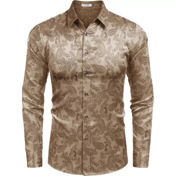 COOFANDY Men's Floral Printed Dress Shirt Long Sleeve Paisley Button Down Shirts for Wedding Party Prom