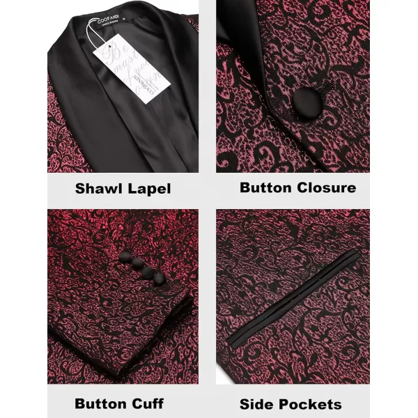 COOFANDY Men's Floral Tuxedo Jacket Jacquard Suit Jacket Slim Fit Blazer for Wedding, Prom, Dinner
