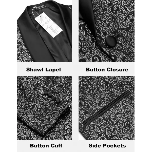 COOFANDY Men's Floral Tuxedo Jacket Jacquard Suit Jacket Slim Fit Blazer for Wedding, Prom, Dinner