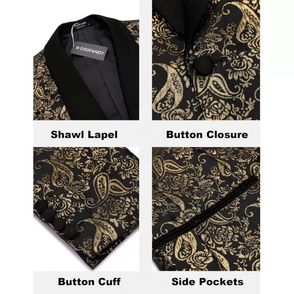 COOFANDY Men's Floral Tuxedo Jacket Jacquard Suit Jacket Slim Fit Blazer for Wedding, Prom, Dinner