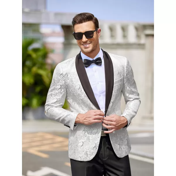 COOFANDY Men's Floral Tuxedo Jacket Jacquard Suit Jacket Slim Fit Blazer for Wedding, Prom, Dinner