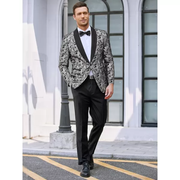 COOFANDY Men's Floral Tuxedo Jacket Jacquard Suit Jacket Slim Fit Blazer for Wedding, Prom, Dinner
