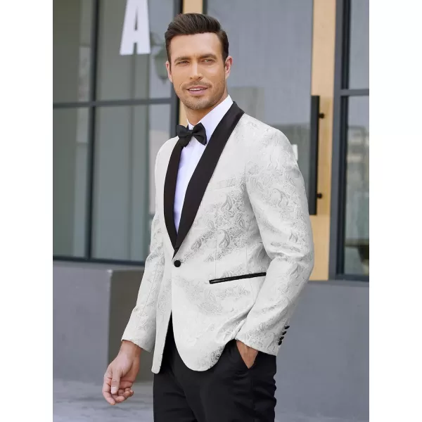 COOFANDY Men's Floral Tuxedo Jacket Jacquard Suit Jacket Slim Fit Blazer for Wedding, Prom, Dinner