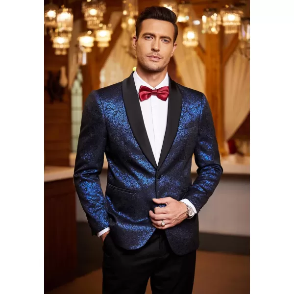 COOFANDY Men's Floral Tuxedo Jacket Jacquard Suit Jacket Slim Fit Blazer for Wedding, Prom, Dinner