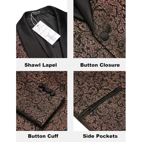 COOFANDY Men's Floral Tuxedo Jacket Jacquard Suit Jacket Slim Fit Blazer for Wedding, Prom, Dinner