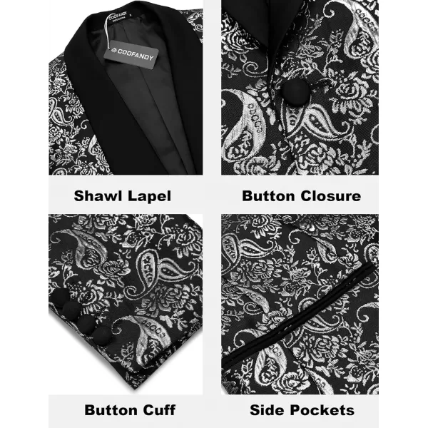 COOFANDY Men's Floral Tuxedo Jacket Jacquard Suit Jacket Slim Fit Blazer for Wedding, Prom, Dinner