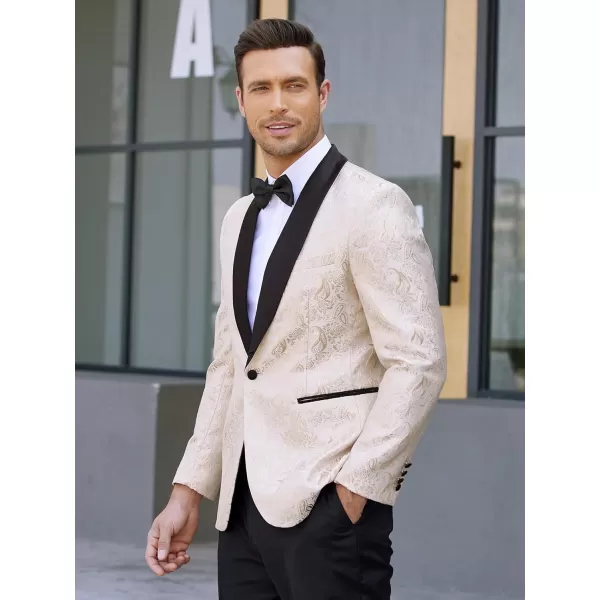 COOFANDY Men's Floral Tuxedo Jacket Jacquard Suit Jacket Slim Fit Blazer for Wedding, Prom, Dinner