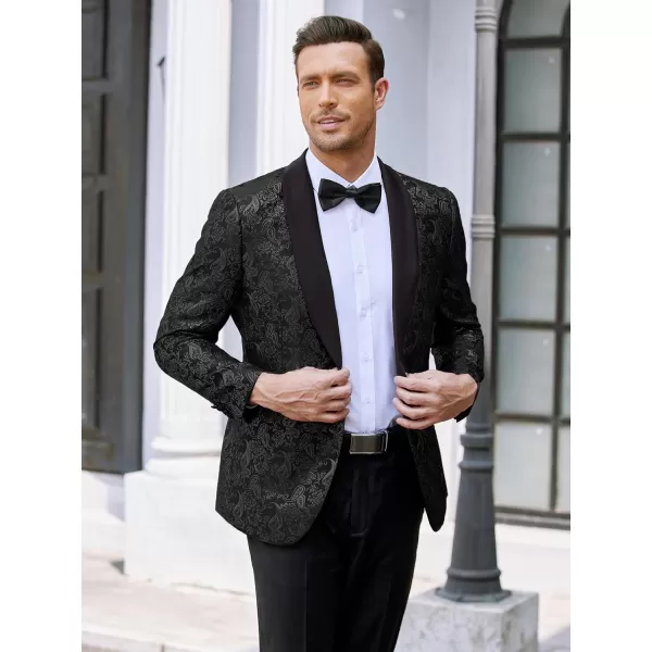 COOFANDY Men's Floral Tuxedo Jacket Jacquard Suit Jacket Slim Fit Blazer for Wedding, Prom, Dinner