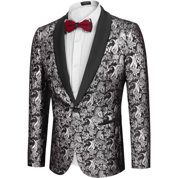 COOFANDY Men's Floral Tuxedo Jacket Jacquard Suit Jacket Slim Fit Blazer for Wedding, Prom, Dinner