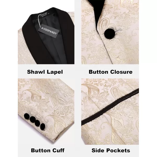COOFANDY Men's Floral Tuxedo Jacket Jacquard Suit Jacket Slim Fit Blazer for Wedding, Prom, Dinner