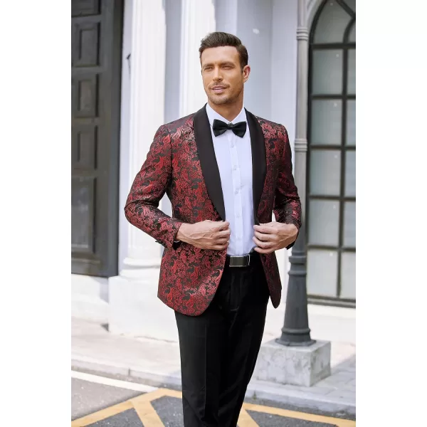 COOFANDY Men's Floral Tuxedo Jacket Jacquard Suit Jacket Slim Fit Blazer for Wedding, Prom, Dinner