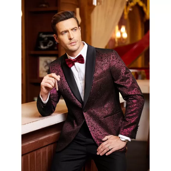 COOFANDY Men's Floral Tuxedo Jacket Jacquard Suit Jacket Slim Fit Blazer for Wedding, Prom, Dinner