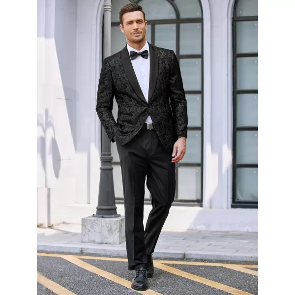 COOFANDY Men's Floral Tuxedo Jacket Jacquard Suit Jacket Slim Fit Blazer for Wedding, Prom, Dinner