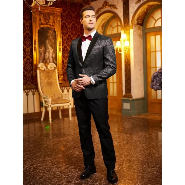 COOFANDY Men's Floral Tuxedo Jacket Jacquard Suit Jacket Slim Fit Blazer for Wedding, Prom, Dinner