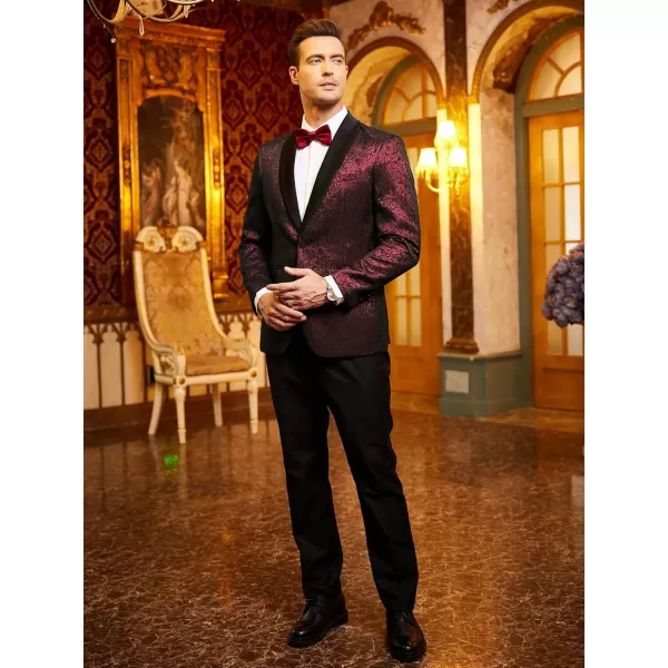 COOFANDY Men's Floral Tuxedo Jacket Jacquard Suit Jacket Slim Fit Blazer for Wedding, Prom, Dinner