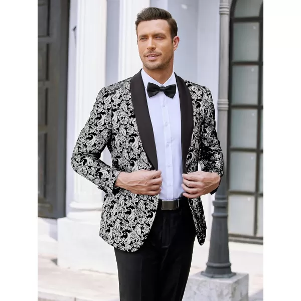 COOFANDY Men's Floral Tuxedo Jacket Jacquard Suit Jacket Slim Fit Blazer for Wedding, Prom, Dinner