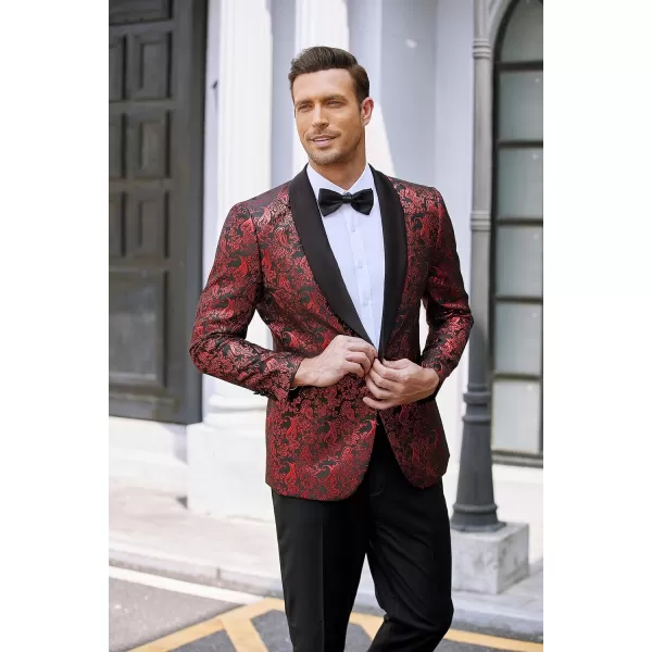 COOFANDY Men's Floral Tuxedo Jacket Jacquard Suit Jacket Slim Fit Blazer for Wedding, Prom, Dinner