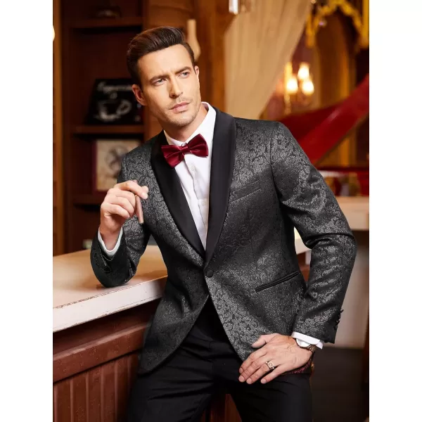 COOFANDY Men's Floral Tuxedo Jacket Jacquard Suit Jacket Slim Fit Blazer for Wedding, Prom, Dinner