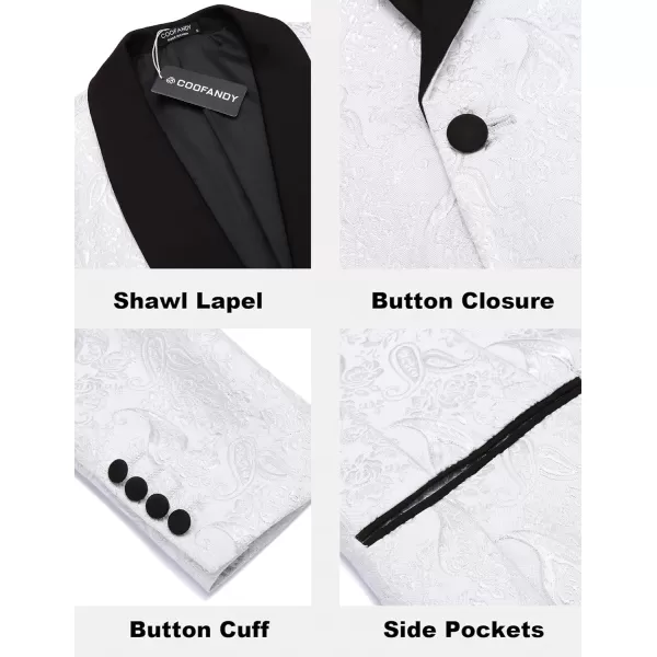 COOFANDY Men's Floral Tuxedo Jacket Jacquard Suit Jacket Slim Fit Blazer for Wedding, Prom, Dinner