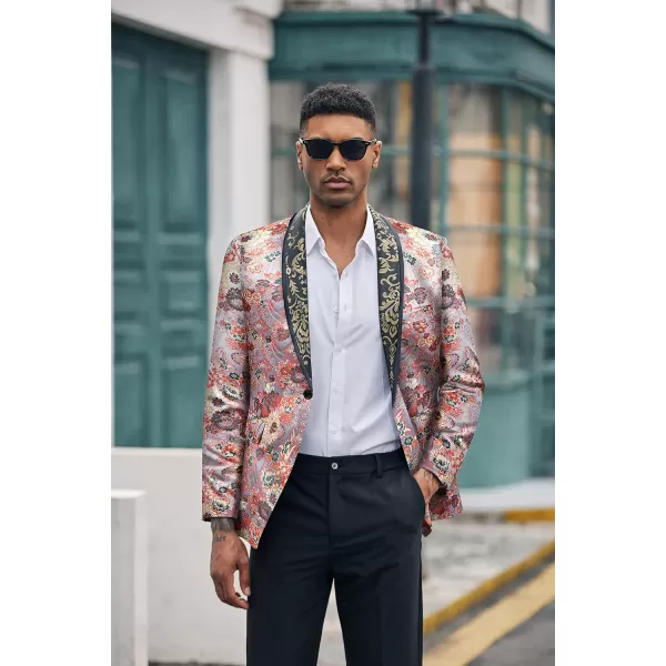 COOFANDY Men's Floral Tuxedo Jacket Luxury Embroidered Blazer Prom Party Dinner Suit Jacket