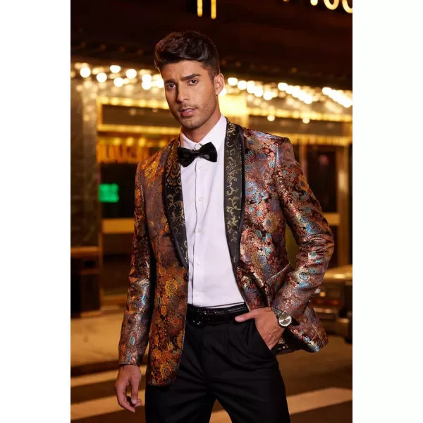 COOFANDY Men's Floral Tuxedo Jacket Luxury Embroidered Blazer Prom Party Dinner Suit Jacket