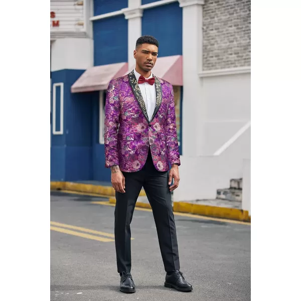 COOFANDY Men's Floral Tuxedo Jacket Luxury Embroidered Blazer Prom Party Dinner Suit Jacket