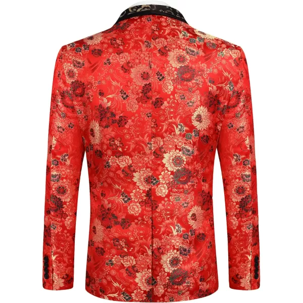 COOFANDY Men's Floral Tuxedo Jacket Luxury Embroidered Blazer Prom Party Dinner Suit Jacket