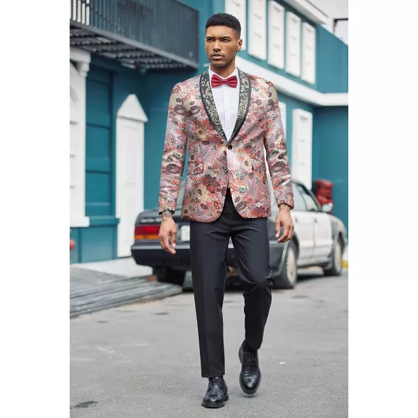 COOFANDY Men's Floral Tuxedo Jacket Luxury Embroidered Blazer Prom Party Dinner Suit Jacket