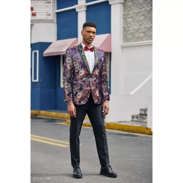 COOFANDY Men's Floral Tuxedo Jacket Luxury Embroidered Blazer Prom Party Dinner Suit Jacket