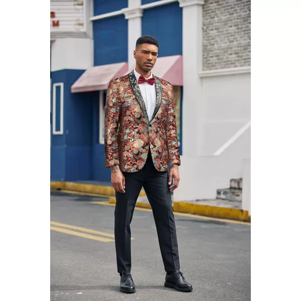 COOFANDY Men's Floral Tuxedo Jacket Luxury Embroidered Blazer Prom Party Dinner Suit Jacket