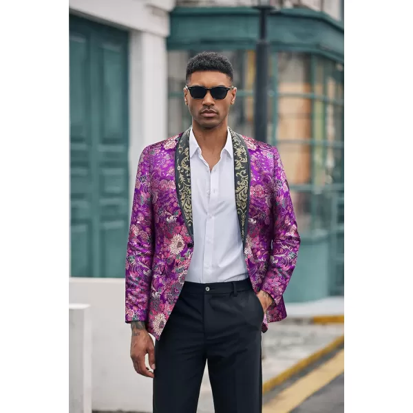 COOFANDY Men's Floral Tuxedo Jacket Luxury Embroidered Blazer Prom Party Dinner Suit Jacket