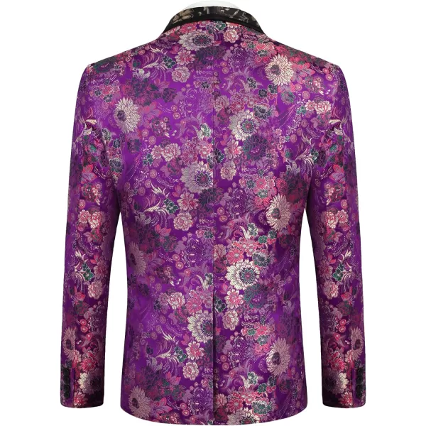COOFANDY Men's Floral Tuxedo Jacket Luxury Embroidered Blazer Prom Party Dinner Suit Jacket