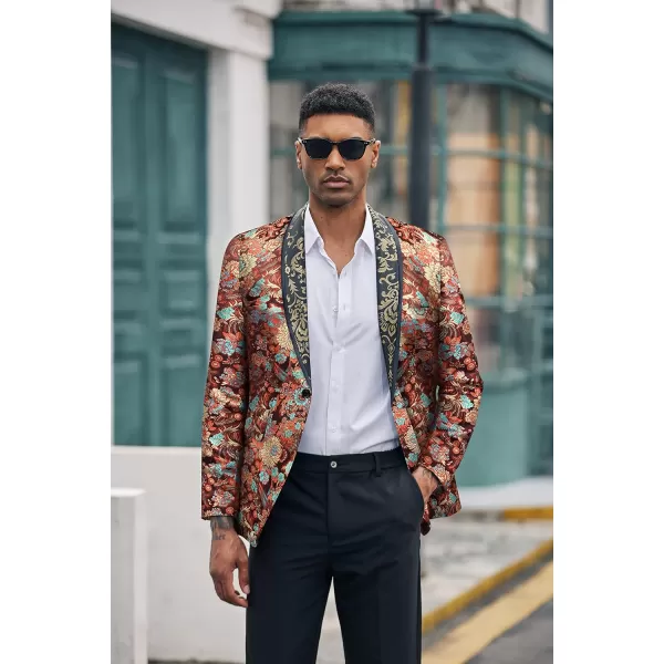 COOFANDY Men's Floral Tuxedo Jacket Luxury Embroidered Blazer Prom Party Dinner Suit Jacket