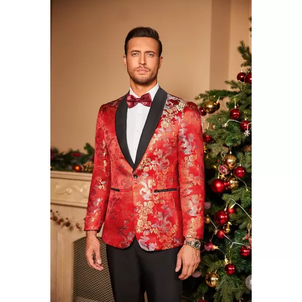COOFANDY Men's Floral Tuxedo Jacket Luxury Embroidered Stylish Suit Blazer Jacket for Wedding Party Dinner
