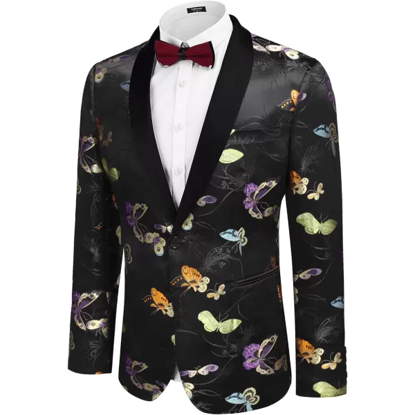 COOFANDY Men's Floral Tuxedo Jacket Luxury Embroidered Stylish Suit Blazer Jacket for Wedding Party Dinner