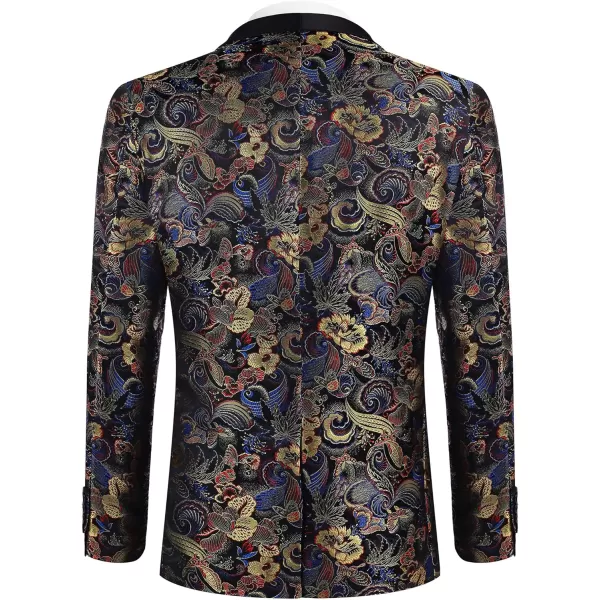 COOFANDY Men's Floral Tuxedo Jacket Luxury Embroidered Stylish Suit Blazer Jacket for Wedding Party Dinner
