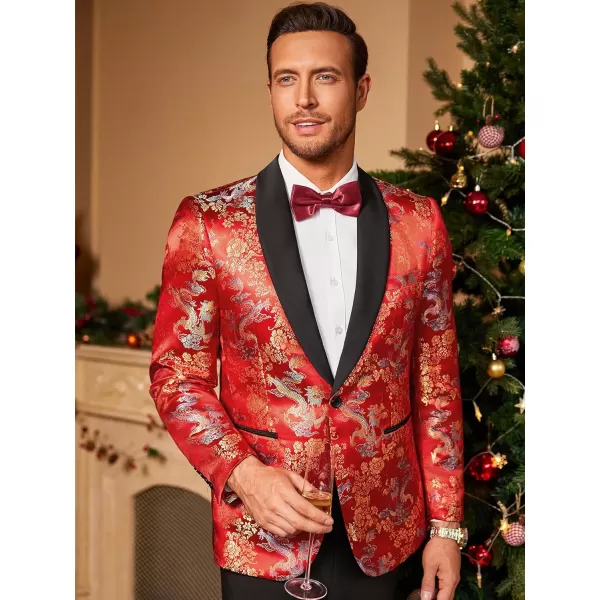 COOFANDY Men's Floral Tuxedo Jacket Luxury Embroidered Stylish Suit Blazer Jacket for Wedding Party Dinner