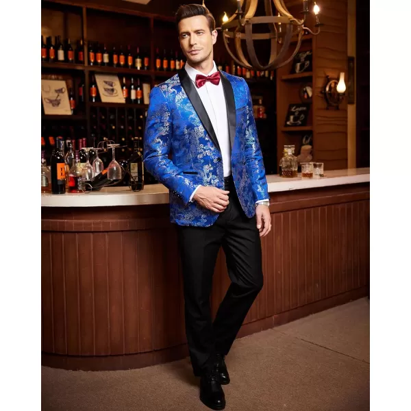 COOFANDY Men's Floral Tuxedo Jacket Luxury Embroidered Stylish Suit Blazer Jacket for Wedding Party Dinner