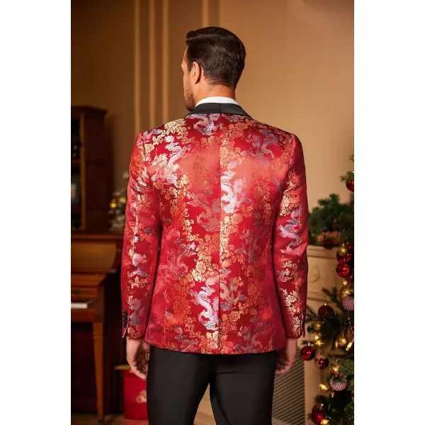 COOFANDY Men's Floral Tuxedo Jacket Luxury Embroidered Stylish Suit Blazer Jacket for Wedding Party Dinner