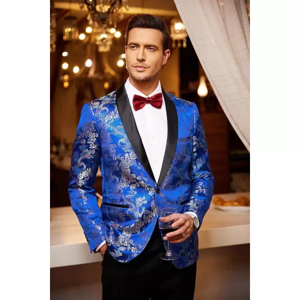 COOFANDY Men's Floral Tuxedo Jacket Luxury Embroidered Stylish Suit Blazer Jacket for Wedding Party Dinner