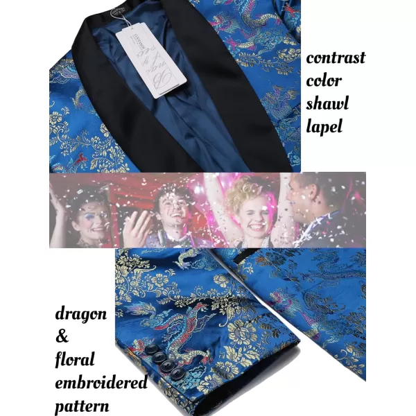COOFANDY Men's Floral Tuxedo Jacket Luxury Embroidered Stylish Suit Blazer Jacket for Wedding Party Dinner