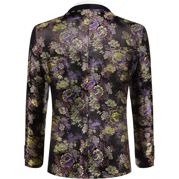 COOFANDY Men's Floral Tuxedo Jacket Luxury Embroidered Stylish Suit Blazer Jacket for Wedding Party Dinner