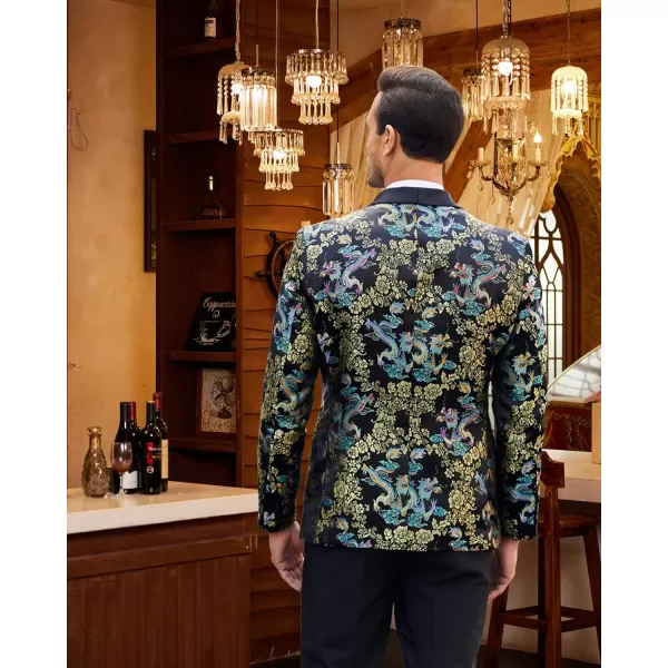 COOFANDY Men's Floral Tuxedo Jacket Luxury Embroidered Stylish Suit Blazer Jacket for Wedding Party Dinner