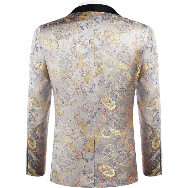 COOFANDY Men's Floral Tuxedo Jacket Luxury Embroidered Stylish Suit Blazer Jacket for Wedding Party Dinner