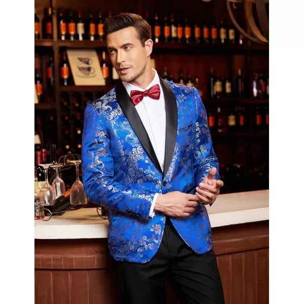 COOFANDY Men's Floral Tuxedo Jacket Luxury Embroidered Stylish Suit Blazer Jacket for Wedding Party Dinner