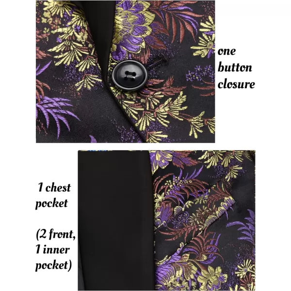 COOFANDY Men's Floral Tuxedo Jacket Luxury Embroidered Stylish Suit Blazer Jacket for Wedding Party Dinner